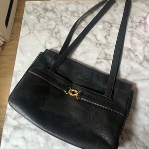 Vintage Gucci Black Leather Shoulder Bag